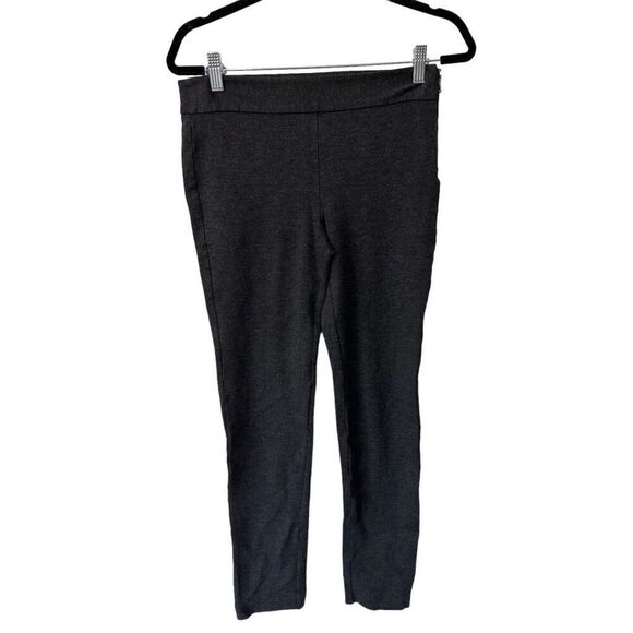 Saks Fifth Avenue Side Zip Nylon Blend Dark Gray Skinny Pants Business Size 4 - Picture 1 of 11